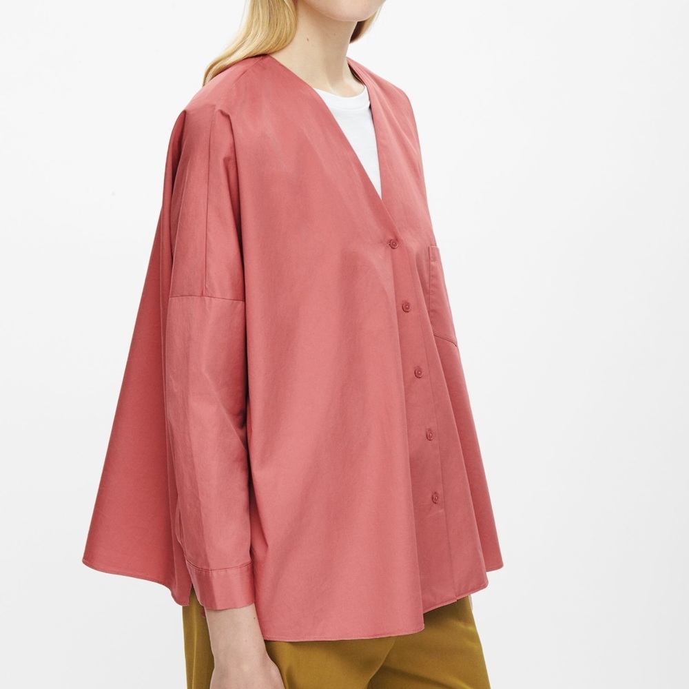 Cos Oversized V Neck Button Down Shirt
